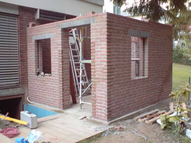 Bild von Baugeschäft - Jens Rösner - Titel: Verklinkerung als Rohbau für eine Sauna im Außenbereich Bild von Baugeschäft - Jens Rösner - Titel: Verklinkerung als Rohbau für eine Sauna im Außenbereich