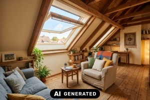 Wie viel kann man bei einem Dachausbau selbst machen? - Bild: KI-generiert / BAU.DE Wie viel kann man bei einem Dachausbau selbst machen? - Bild: KI-generiert / BAU.DE