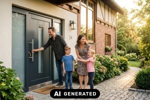 Welche Materialien sichern langlebige Eingangstüren? - Bild: KI-generiert / BAU.DE Welche Materialien sichern langlebige Eingangstüren? - Bild: KI-generiert / BAU.DE