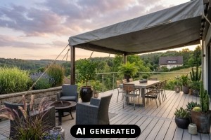 Terrassenrenovierung im Vergleich: Wetterschutz nach Maß statt Standardabdeckung - Bild: KI-generiert / BAU.DE Terrassenrenovierung im Vergleich: Wetterschutz nach Maß statt Standardabdeckung - Bild: KI-generiert / BAU.DE