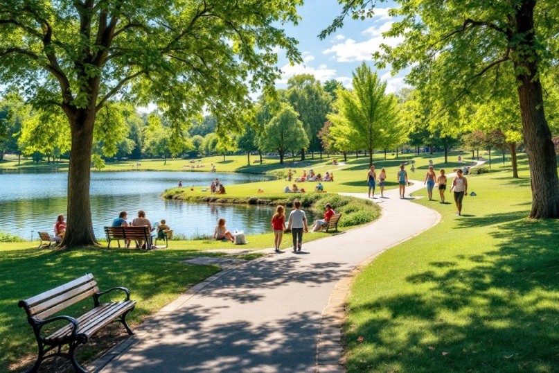 Visuelle Inspiration: Vielf&auml;ltige Freizeitm&ouml;glichkeiten - Gr&uuml;nfl&auml;chen, Spielpl&auml;tze und Erholungsorte bereichern das Wohnen und steigern die Lebensqualit&auml;t.