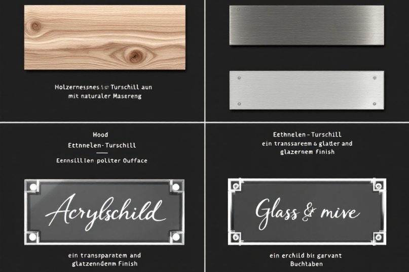 Holz, Edelstahl, Acryl oder Glas? Entdecken Sie die Vor- und Nachteile der verschiedenen Materialien f&uuml;r Ihr T&uuml;rschild.